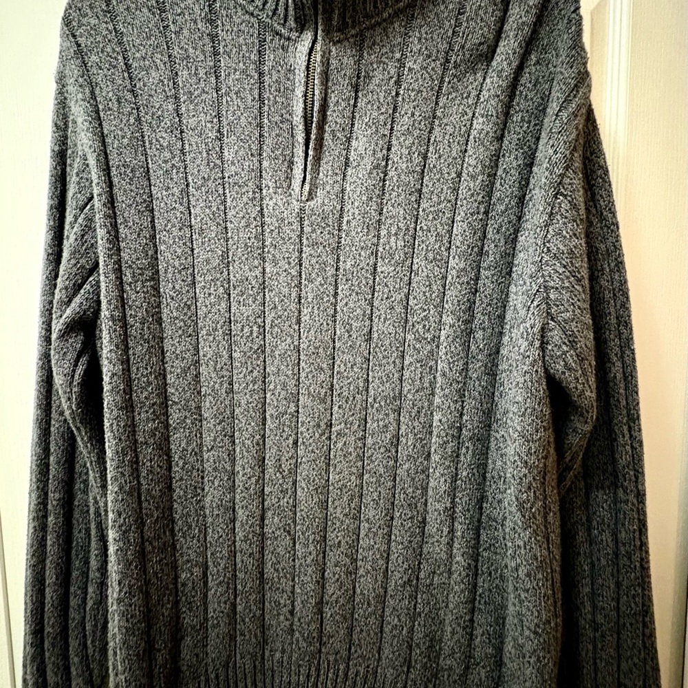 Oscar de la Renta Charcoal Zip-Up Sweater